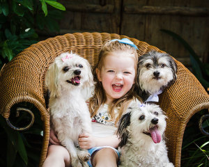 Girl with her Dogs - Portrait